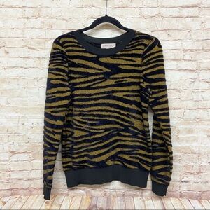 Philosophy Womens Pullover Sweater Size S Tiger Striped Animal Print Long Sleeve